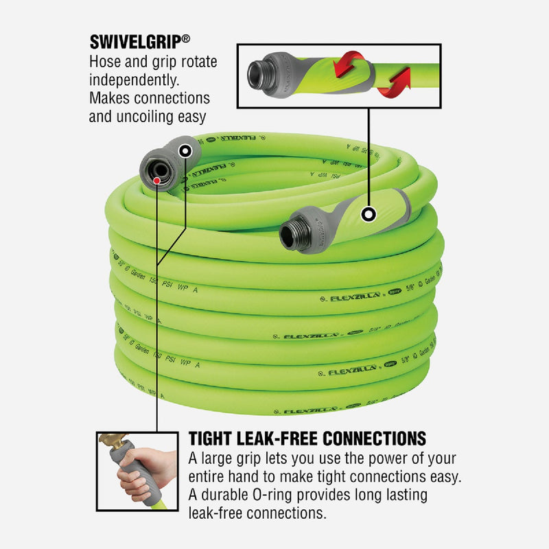 Flexzilla 5/8 In. Dia. x 100 Ft. L. Drinking Water Safe Garden Hose with SwivelGrip Connections