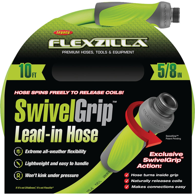 Flexzilla SwivelGrip 5/8 In. Dia. x 10 Ft. L. Drinking Water Safe Lead-In Hose with Male & Female Couplings