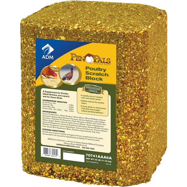 ADM Pen Pals 25 Lb. Poultry Scratch Block Chicken Feed