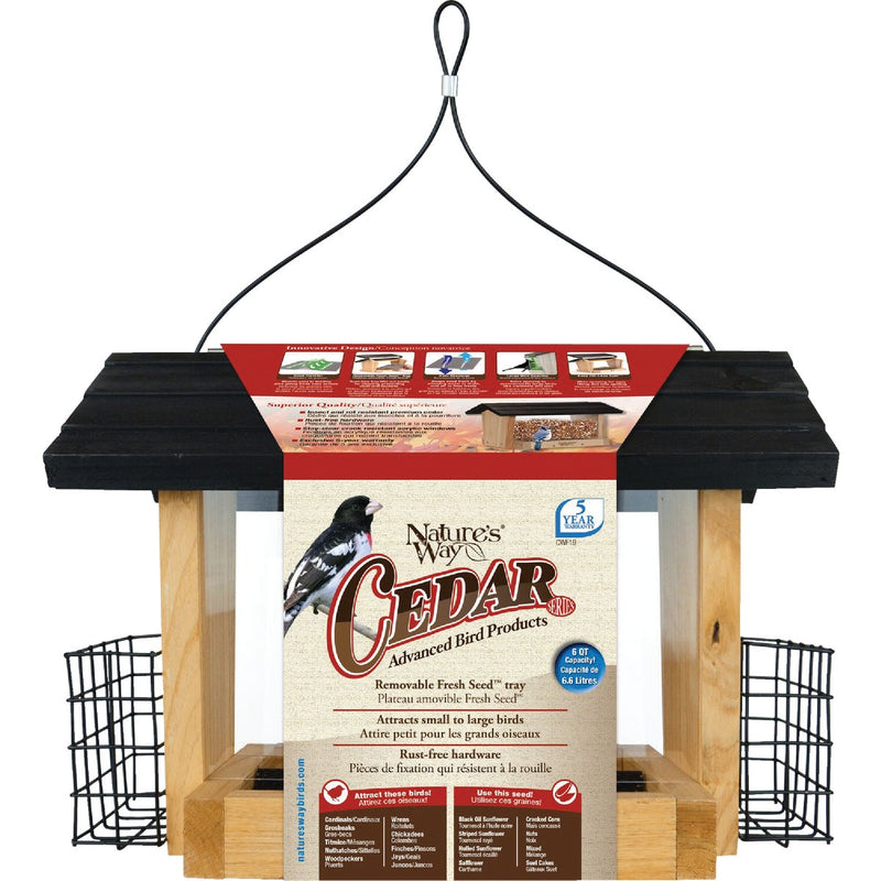 Nature's Way 6 Qt. Natural Cedar Hopper Bird Feeder with Suet Cages