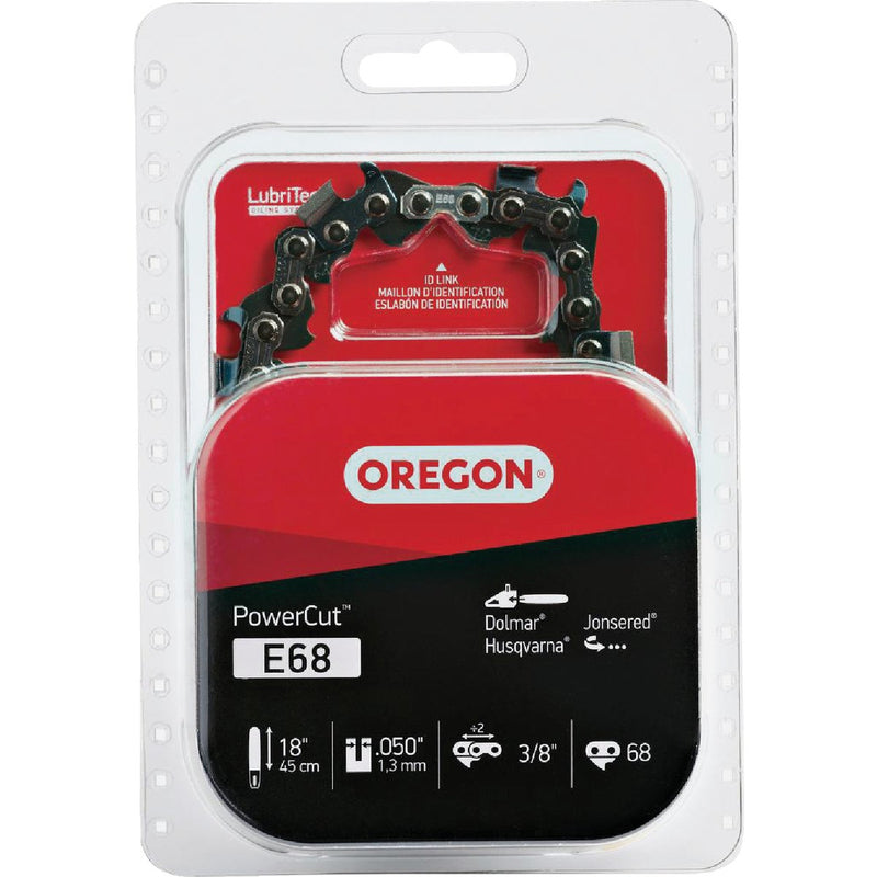 Oregon E68 PowerCut Saw Chain for 18in. Bar - 68 Drive Links - fits Husqvarna, Jonsered, Poulan, Efco, Makita and others