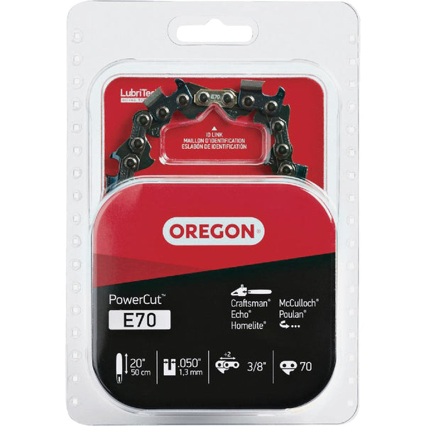 Oregon E70 PowerCut Saw Chain for 20in. Bar - 70 Drive Links - fits Echo, McCulloch, Homelite, Makita, Skil and others