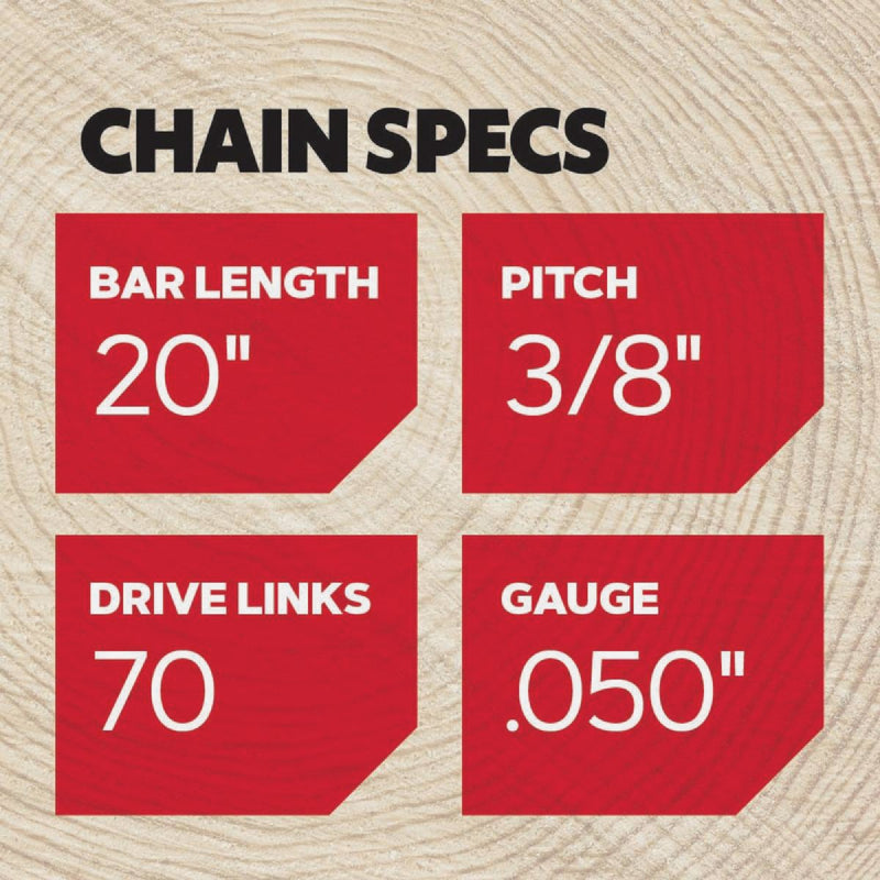 Oregon E70 PowerCut Saw Chain for 20in. Bar - 70 Drive Links - fits Echo, McCulloch, Homelite, Makita, Skil and others