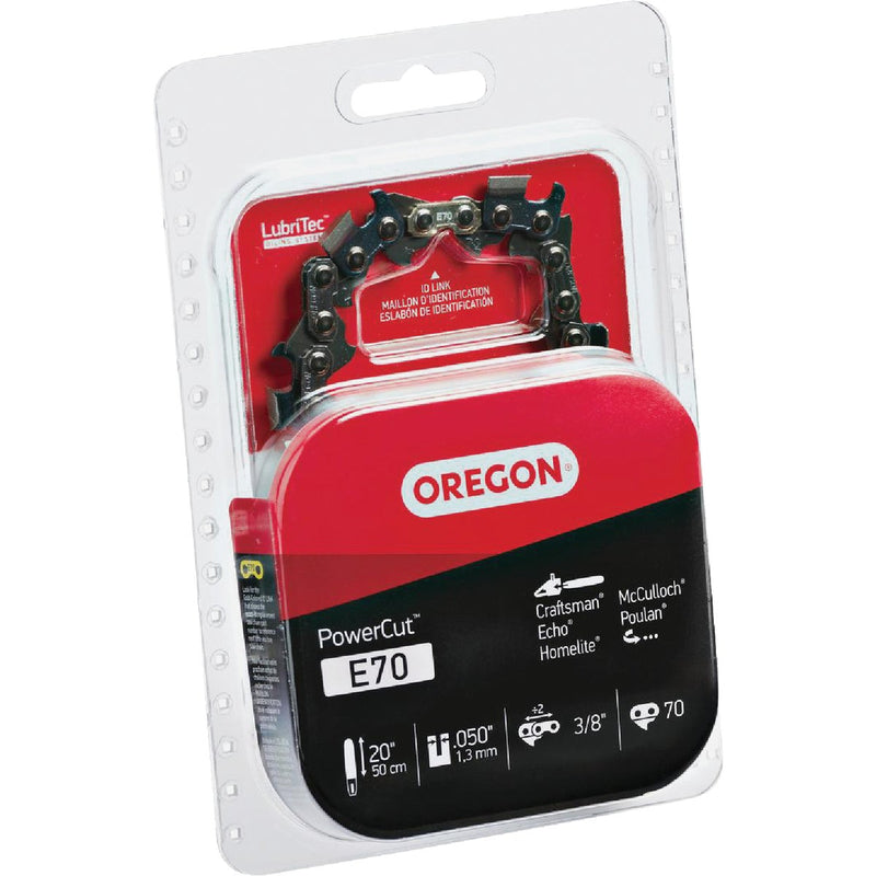 Oregon E70 PowerCut Saw Chain for 20in. Bar - 70 Drive Links - fits Echo, McCulloch, Homelite, Makita, Skil and others