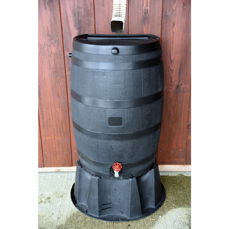 RTS Home Accents ECO 50 Gal. Black Recycled Polyethylene Rain Barrel