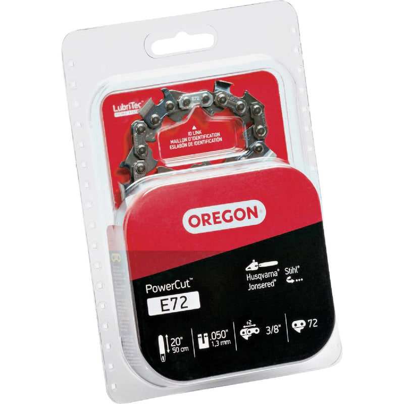 Oregon E72 PowerCut Saw Chain for 20in. Bar - 72 Drive Links - fits Echo, Husqvarna, Stihl, Makita, Craftsman and more