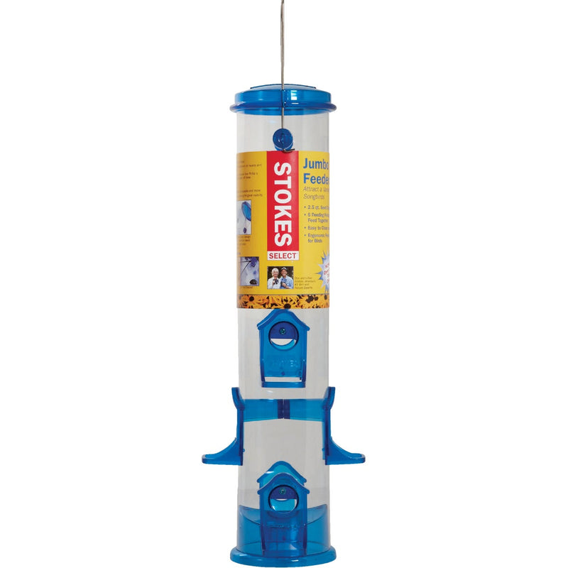 Stokes Select Blue Plastic 3.2 Lb. Capacity Jumbo Tube Bird Feeder