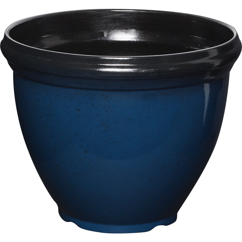 Southern Patio Heritage 15 In. Dia. x 12 In. H. Monaco Blue Resin Planter