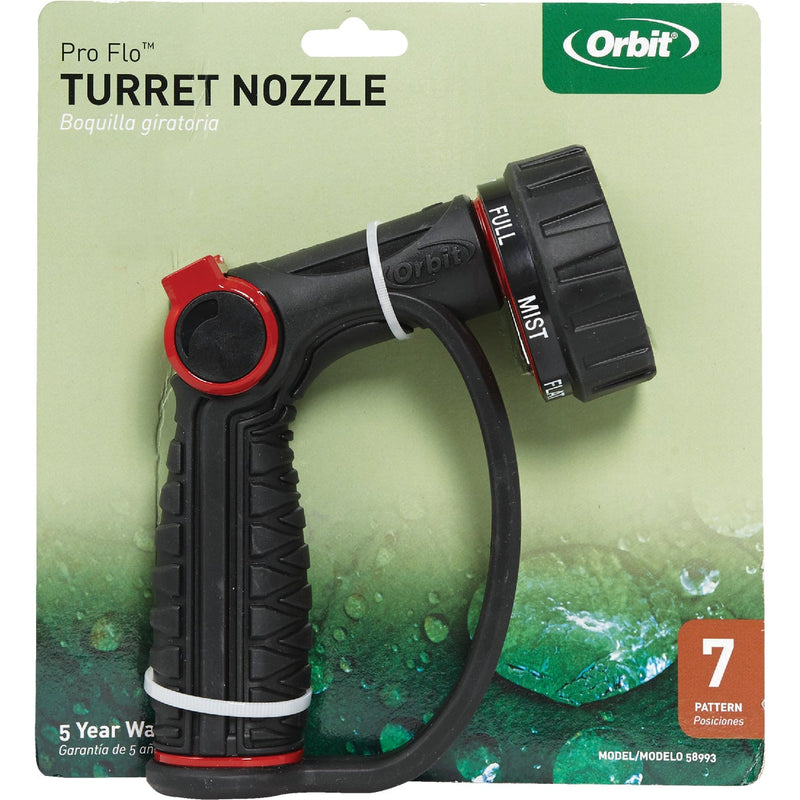 Orbit Pro Flo 7-Pattern Thumb Control Nozzle, Black