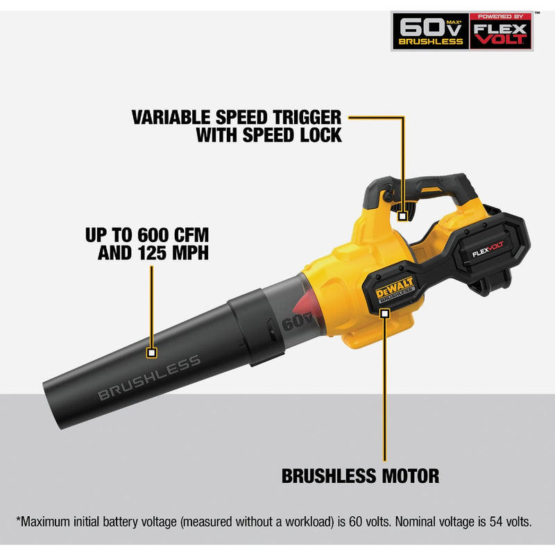 DEWALT FLEXVOLT 60V MAX Brushless Handheld Axial Cordless Blower Kit with FLEXVOLT 9.0 Ah Battery & Charger