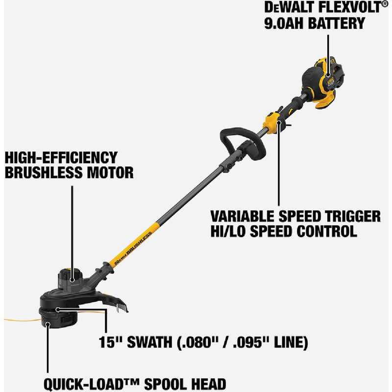 DEWALT FLEXVOLT 60V MAX Brushless Cordless String Trimmer Kit with FLEXVOLT 3.0 Ah Battery & Charger