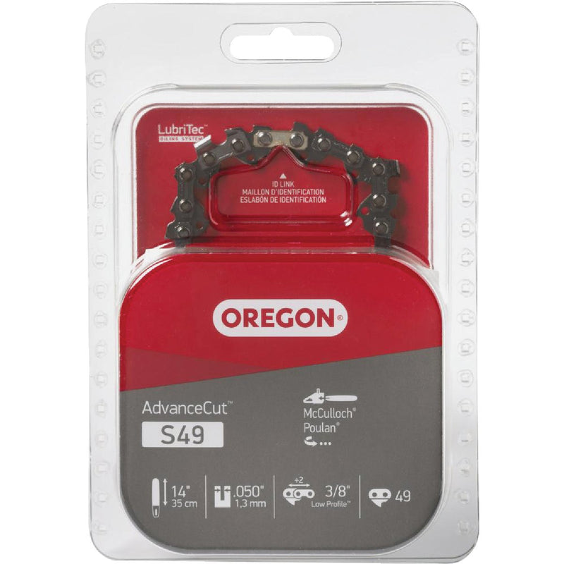 Oregon S49 AdvanceCut Saw Chain for 14 in. Bar - 49 Drive Links - fits Echo, McCulloch, Remington, Craftsman, Poulan and more