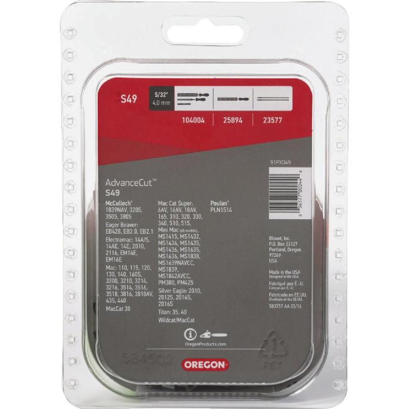 Oregon S49 AdvanceCut Saw Chain for 14 in. Bar - 49 Drive Links - fits Echo, McCulloch, Remington, Craftsman, Poulan and more