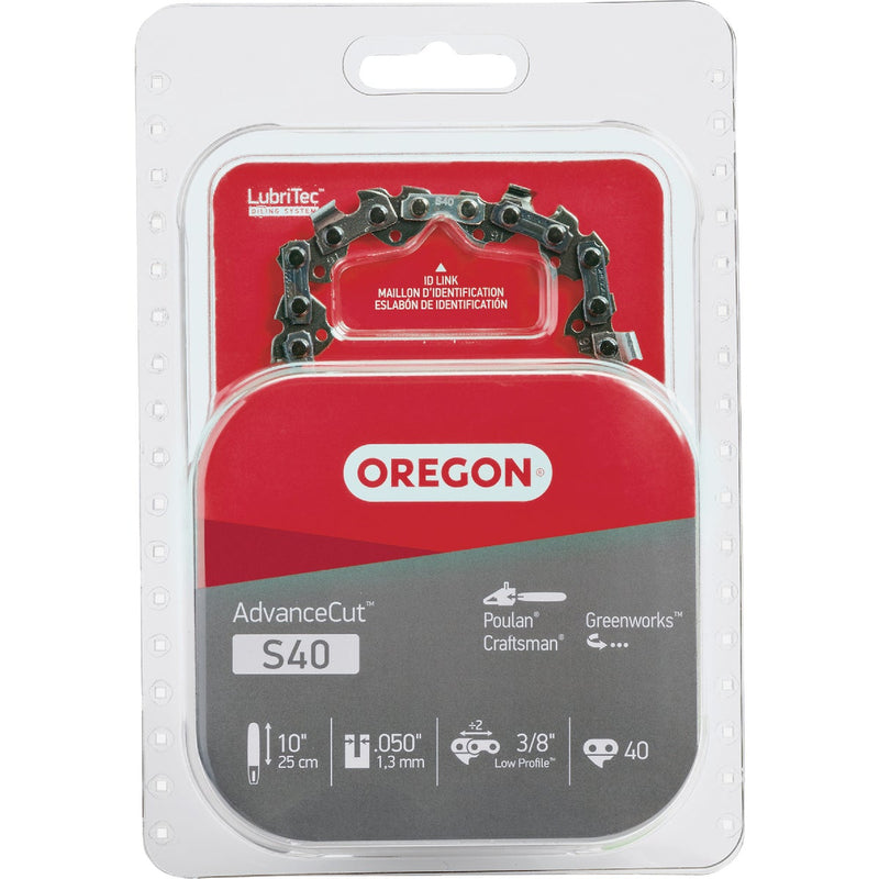 Oregon S40 AdvanceCut Chainsaw Chain for 10-Inch Bar -40 Drive Links   fits Echo, Greenworks, Poulan and more