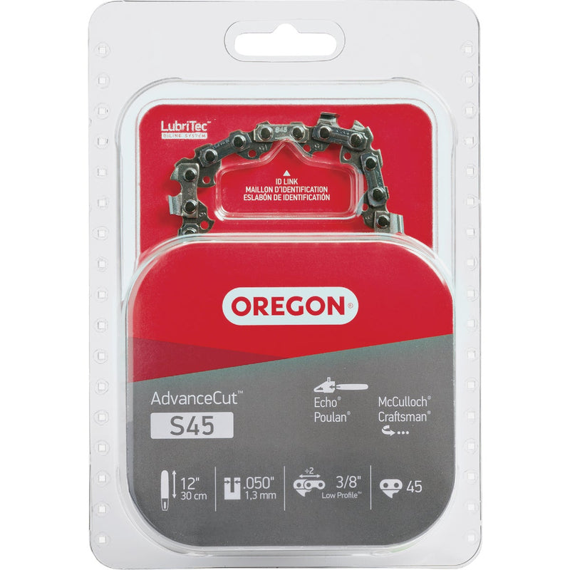 Oregon S45 AdvanceCut Saw Chain for 12 in. Bar - 45 Drive Links - fits Echo, Craftsman, Poulan, Makita, Remington, Husqvarna and more