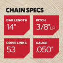 Oregon S53 AdvanceCut Saw Chain for 14 in. Bar - 53 Drive Links - fits Craftsman, Homelite, Shindaiwa and more