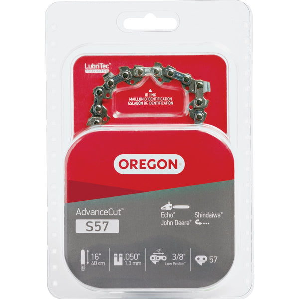 Oregon S57 AdvanceCut Chainsaw Chain for 16 In. Bar - 57 Drive Links Fits Cub Cadet, Echo, John Deere, Shindaiwa, Senix & More