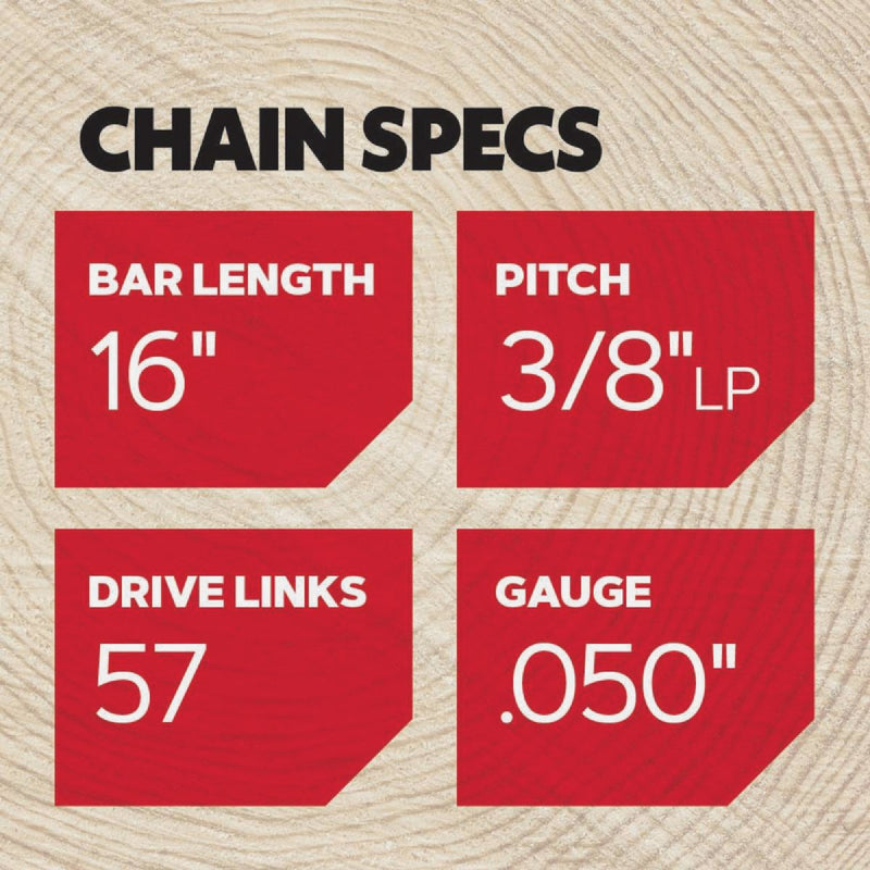 Oregon S57 AdvanceCut Chainsaw Chain for 16 In. Bar - 57 Drive Links Fits Cub Cadet, Echo, John Deere, Shindaiwa, Senix & More