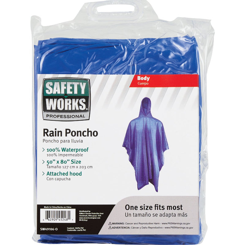 West Chester Protective Gear 50 In. x 80 In. Blue Rain Poncho