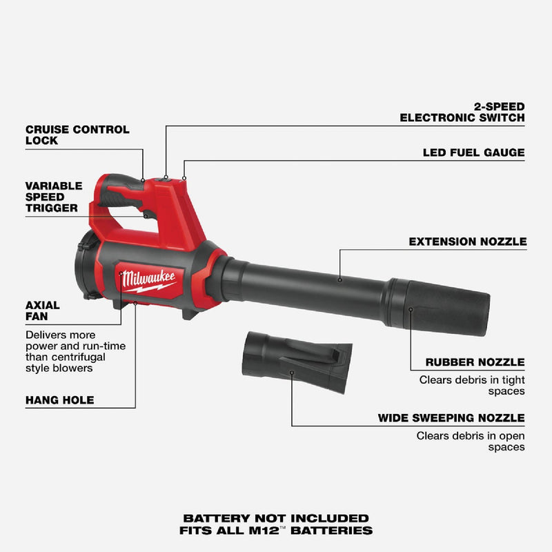 Milwaukee M12 Cordless Compact Spot Blower (Tool Only)