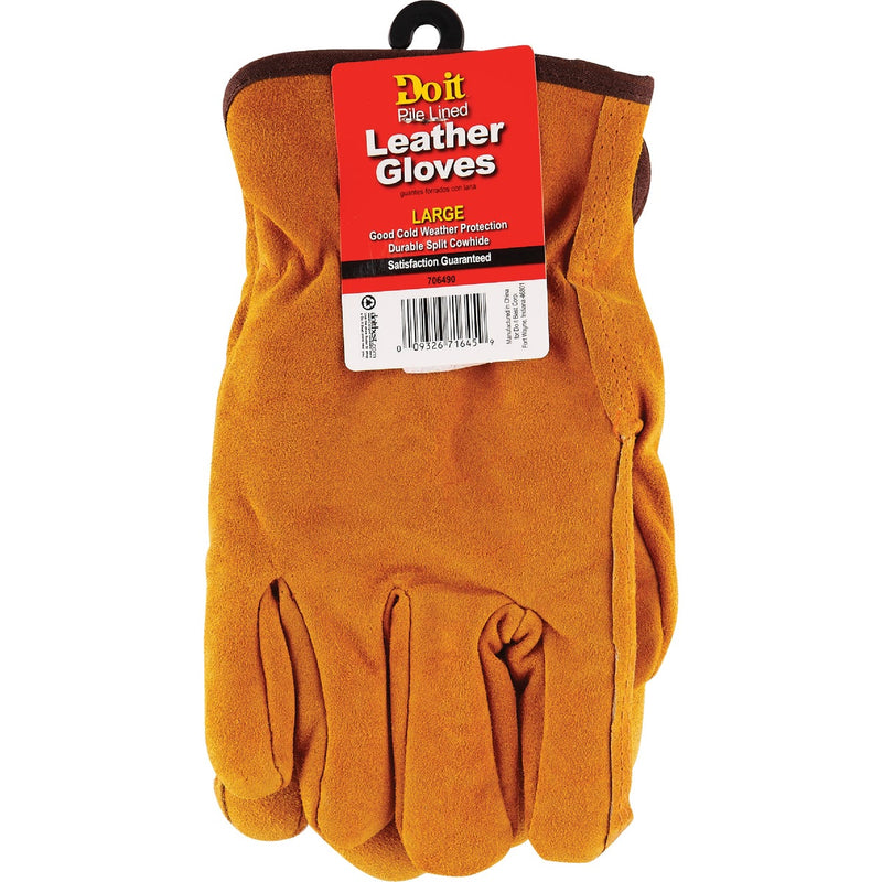 Do it Men's Large Lined Leather Winter Work Glove