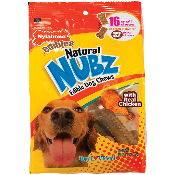 Nylabone Natural Nubz Chicken Small Dog Treats (16-Pack)