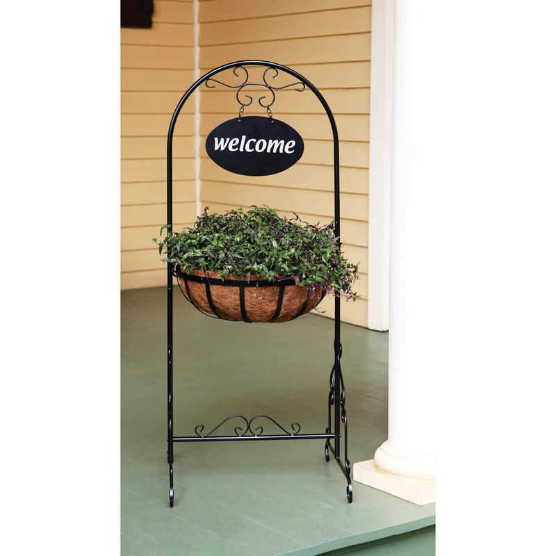 Best Garden Black Rust Resistant Steel 43 In. H. Welcome Plant Stand