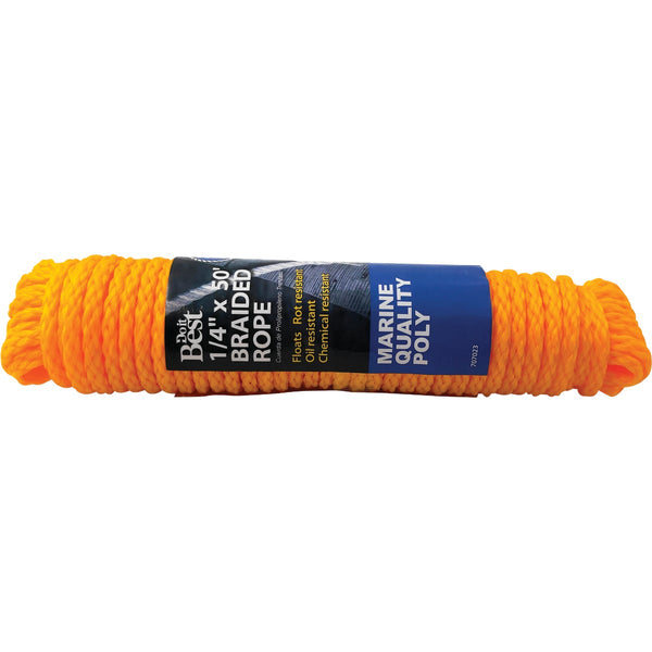 Do it Best 1/4 In. x 50 Ft. Yellow Braided Polypropylene Packaged Rope