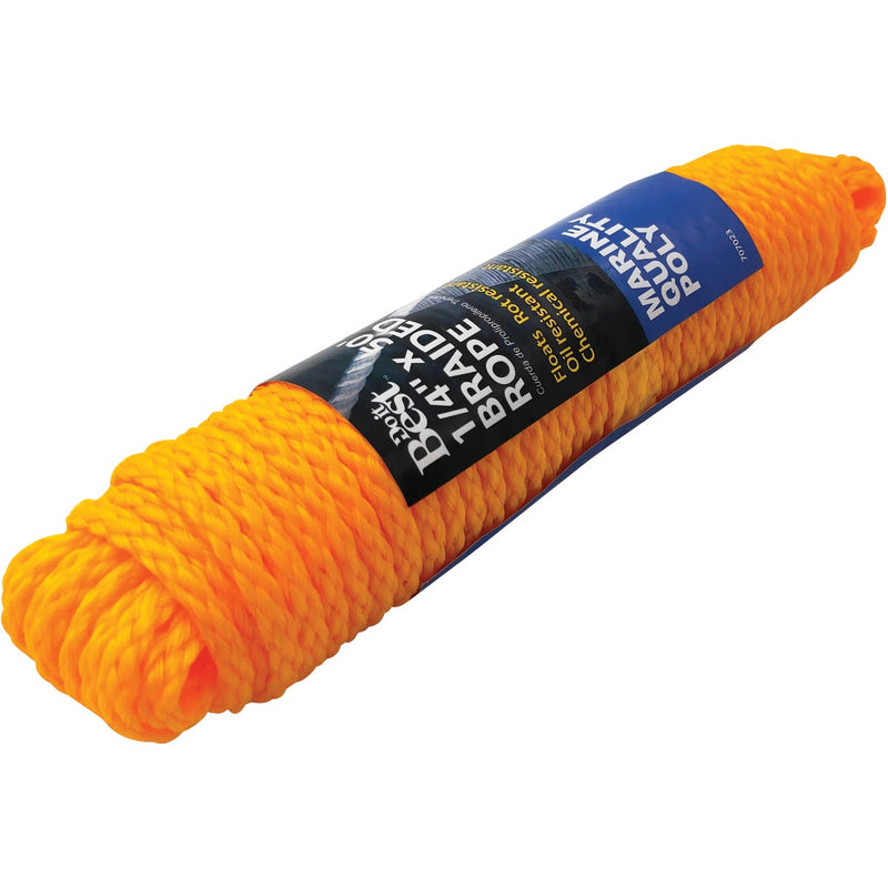 Do it Best 1/4 In. x 50 Ft. Yellow Braided Polypropylene Packaged Rope