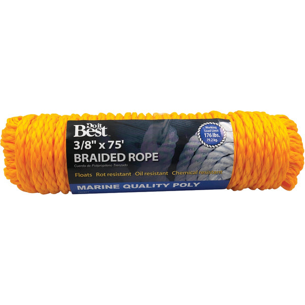 Do it Best 3/8 In. x 75 Ft. Yellow Braided Polypropylene Packaged Rope