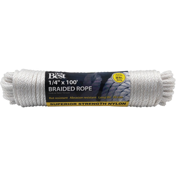 Do it Best 1/4 In. x 100 Ft. White Braided Nylon Packaged Rope