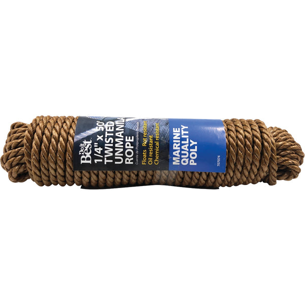 Do it Best 1/4 In. x 50 Ft. Natural Twisted Unmanila Polypropylene Packaged Rope