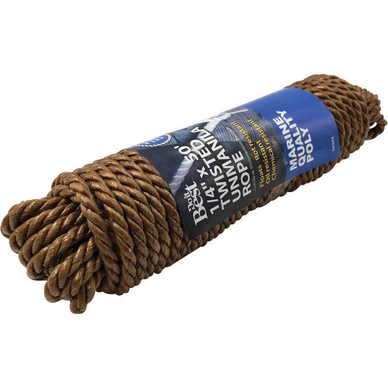 Do it Best 1/4 In. x 50 Ft. Natural Twisted Unmanila Polypropylene Packaged Rope