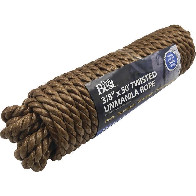 Do it Best 3/8 In. x 50 Ft. Natural Twisted Unmanila Polypropylene Packaged Rope