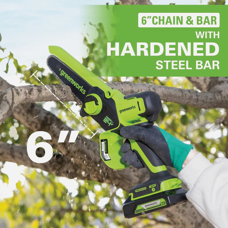 Greenworks 24V 6 In. Brushless Pruner Saw with 2.0 Ah Battery & Charger