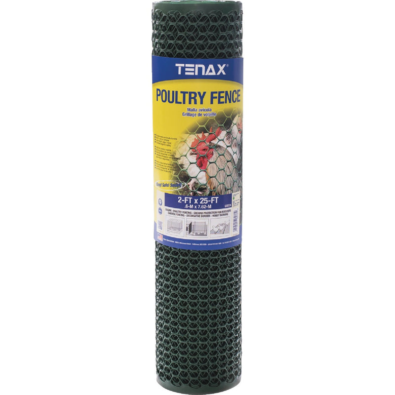 Tenax 3/4 In. x 2 Ft. H. x 25 Ft. L. Hexagonal Plastic Poultry Netting Fence, Green