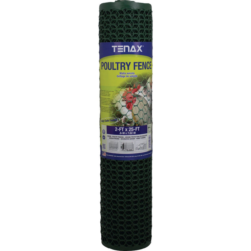 Tenax 3/4 In. x 2 Ft. H. x 25 Ft. L. Hexagonal Plastic Poultry Netting Fence, Green