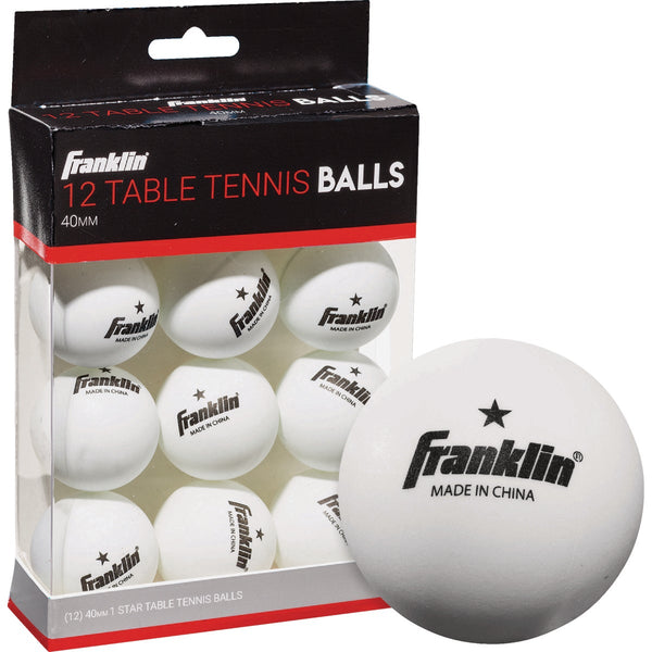 Franklin White 40MM 1-Star Table Tennis Ball (12-Pack)