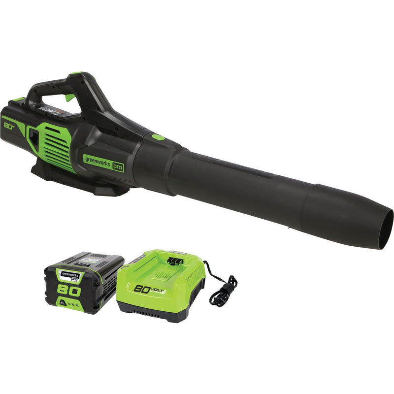 Greenworks 80V 730 CFM 170 MPH Brushless Axial Leaf Blower with 2.5 Ah & 4 Amp Rapid Charger