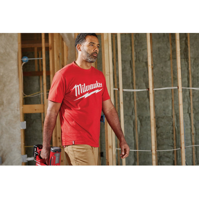 Milwaukee 2XL Red Short Sleeve Men's Heavy-Duty T-Shirt