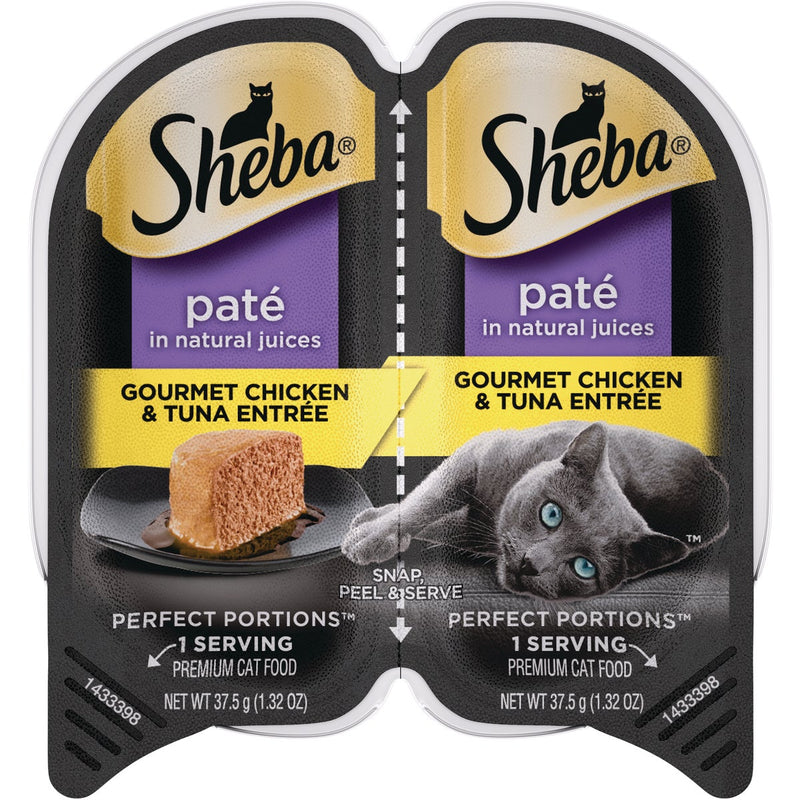 Sheba Perfect Portions Pate 2.6 Oz. Adult Gourmet Chicken & Tuna Wet Cat Food