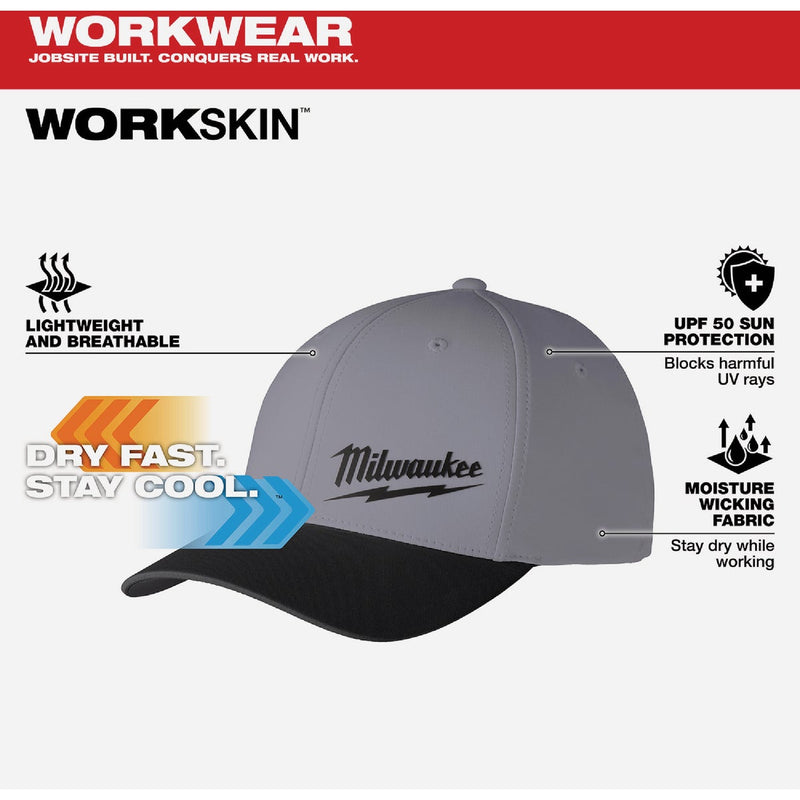 Milwaukee Workskin Dark Gray Performance Fitted Hat, Small/Medium