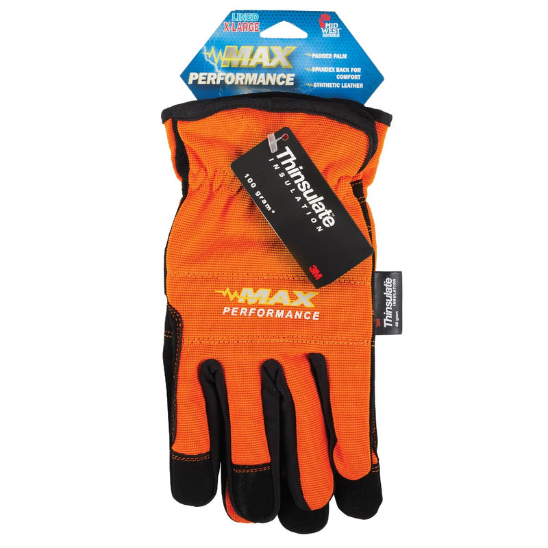 Midwest Gloves & Gear Max Performance Men's XL Thinsulate Lined Work Glove