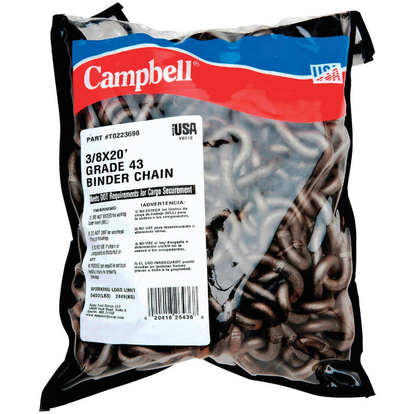 Campbell 3/8 In. 20 Ft. Yellow Chromate Finished Steel Coil Chain