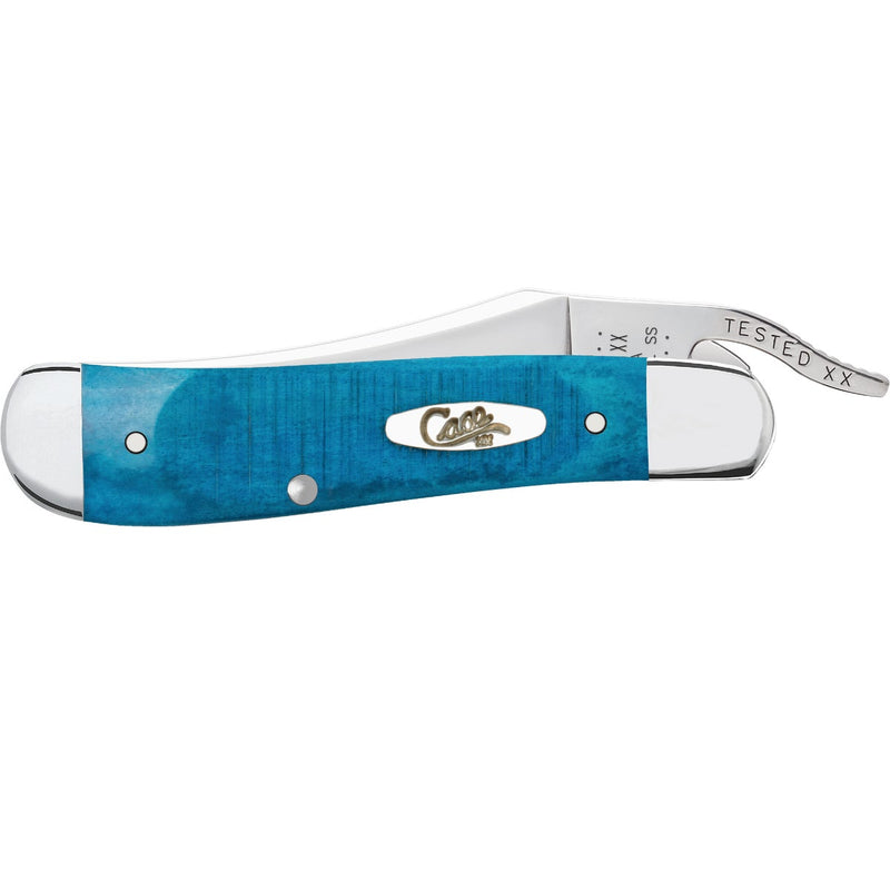 Case 2.7 In. Sawcut Jig Caribbean Blue Bone RussLock Pocket Knife