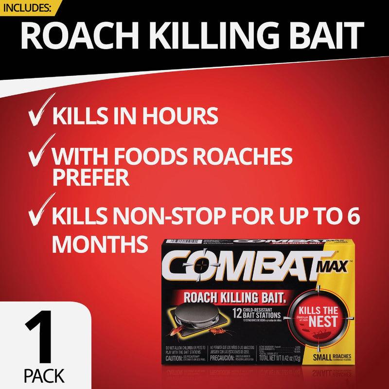 Combat Source Kill 0.42 Oz. Solid Small Roach Bait Station (12-Pack)