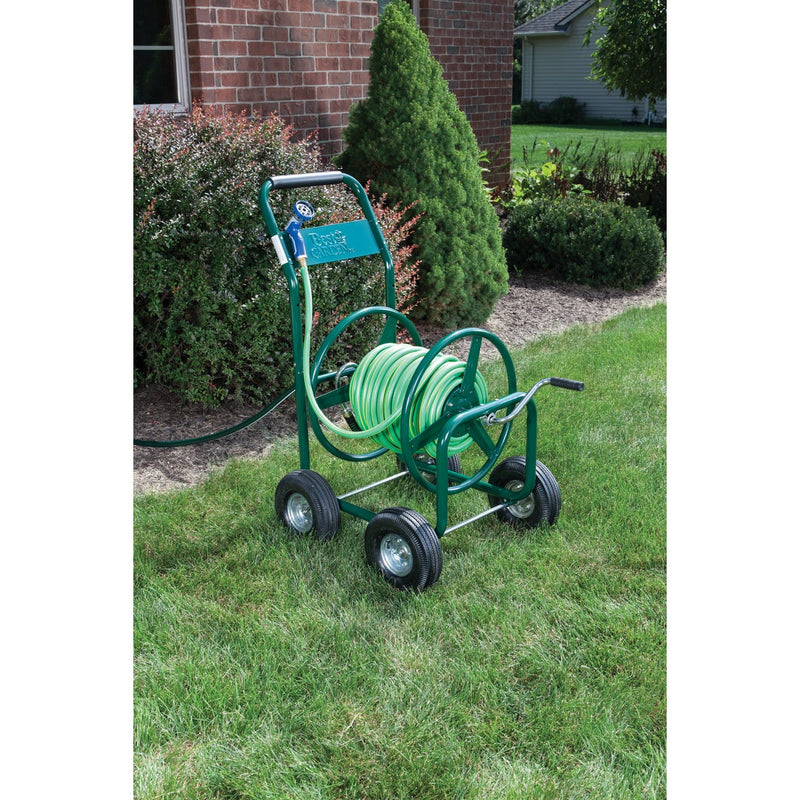 Best Garden 300 Ft. x 5/8 In. Green Metal 4-Wheel Portable Hose Reel