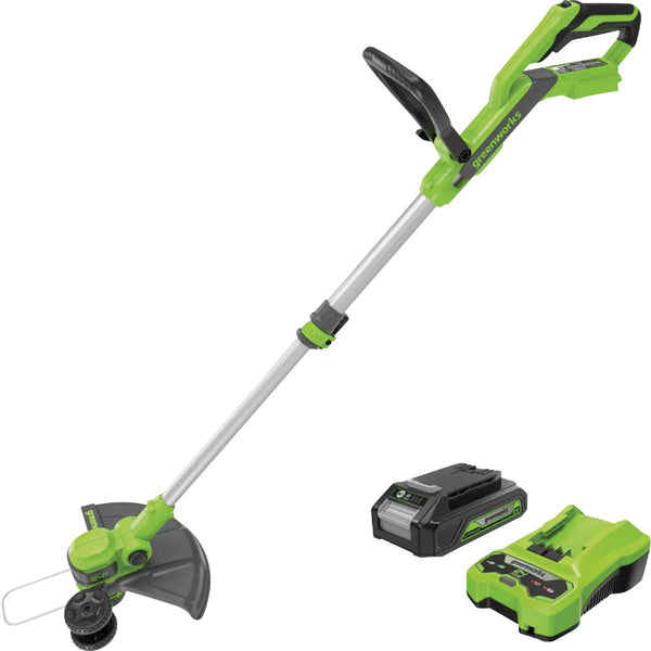 Greenworks 24V 12 In. Cordless Battery String Trimmer & Edger with 2.0 Ah Battery & Charger