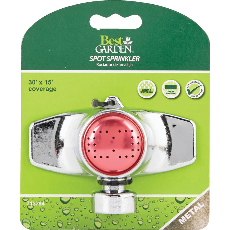 Best Garden Metal 15 Ft. x 30 Ft. Spot Stationary Sprinkler, Metallic & Pink