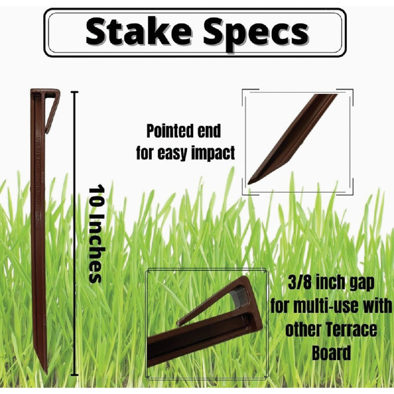 Master Mark 10 In. HDPE Brown Terrace Board Edging Stakes (10-Pack)